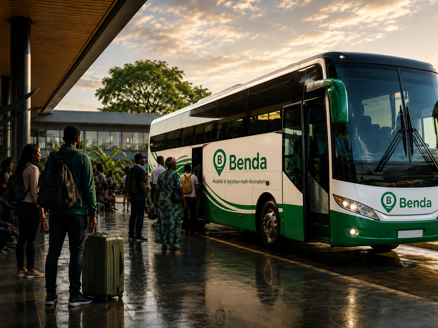 Bus de voyageurs avec silhouettes de passagers